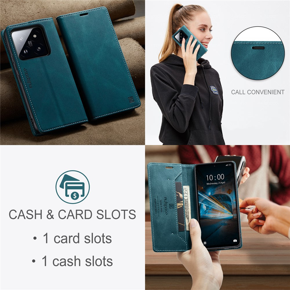AUTSPACE For Xiaomi 14 Wallet Case  A01 Leather Stand Cover with RFID Blocking Card Holder