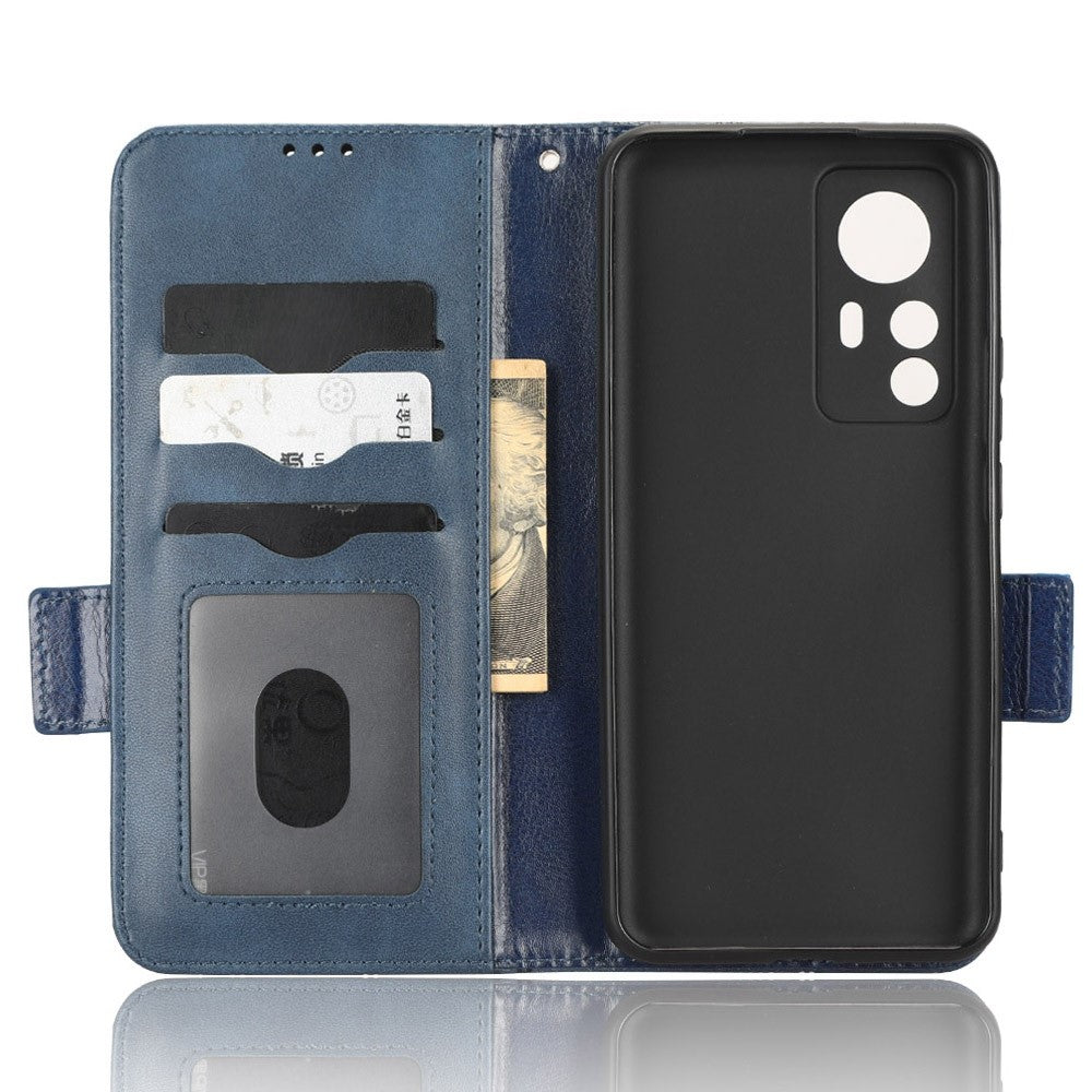 Shockproof Phone Case For Xiaomi 12T 5G / Redmi K50 Ultra 5G, Imprinted Triangle Pattern PU Leather Wallet Stand Folio Flip Protective Cover