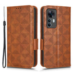 Shockproof Phone Case For Xiaomi 12T 5G / Redmi K50 Ultra 5G, Imprinted Triangle Pattern PU Leather Wallet Stand Folio Flip Protective Cover