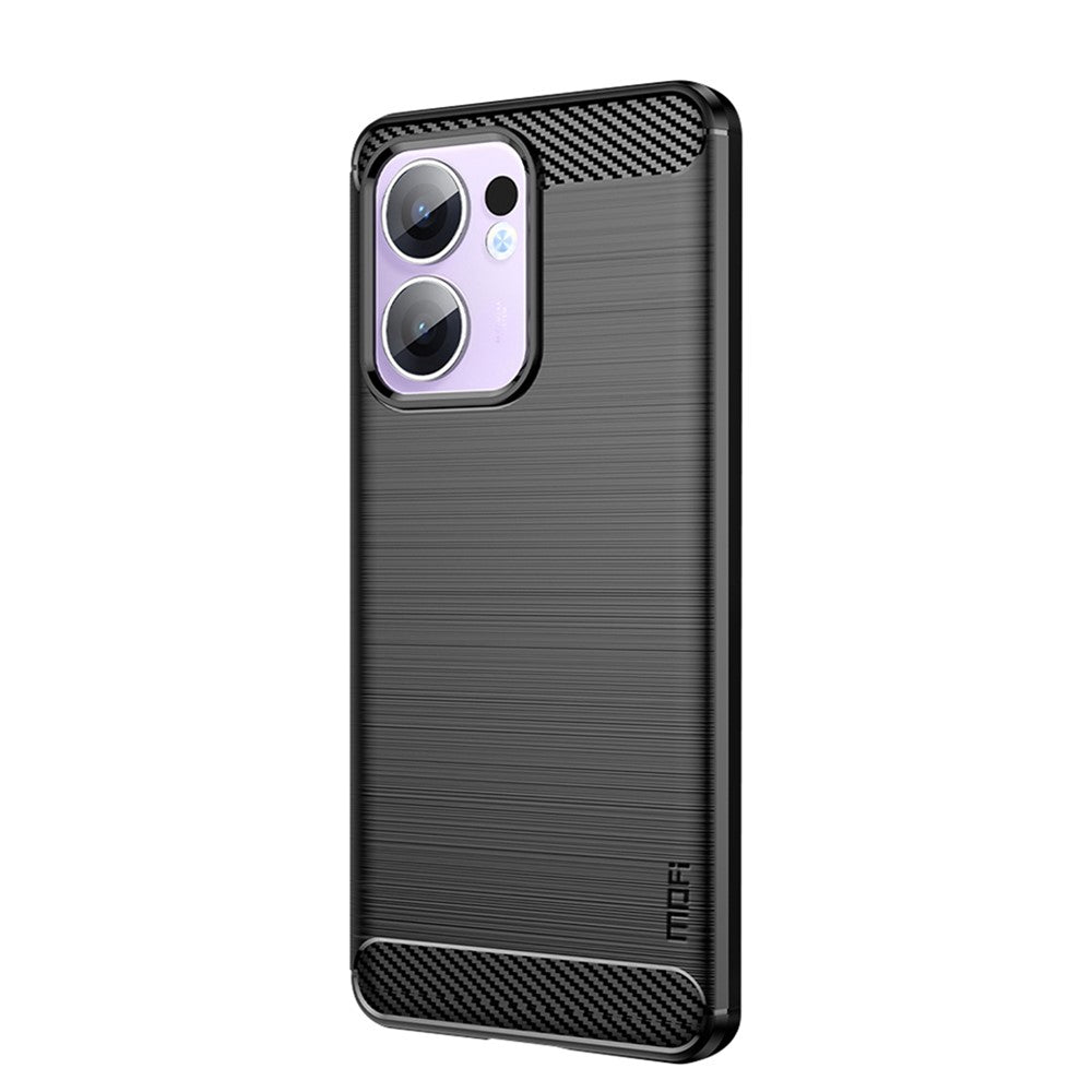MOFI För Oppo Reno13 F 5G (Reno 13 FS 5G) / 4G Bakstycke Borstad Textur Kolfiber Mjukt TPU-skal