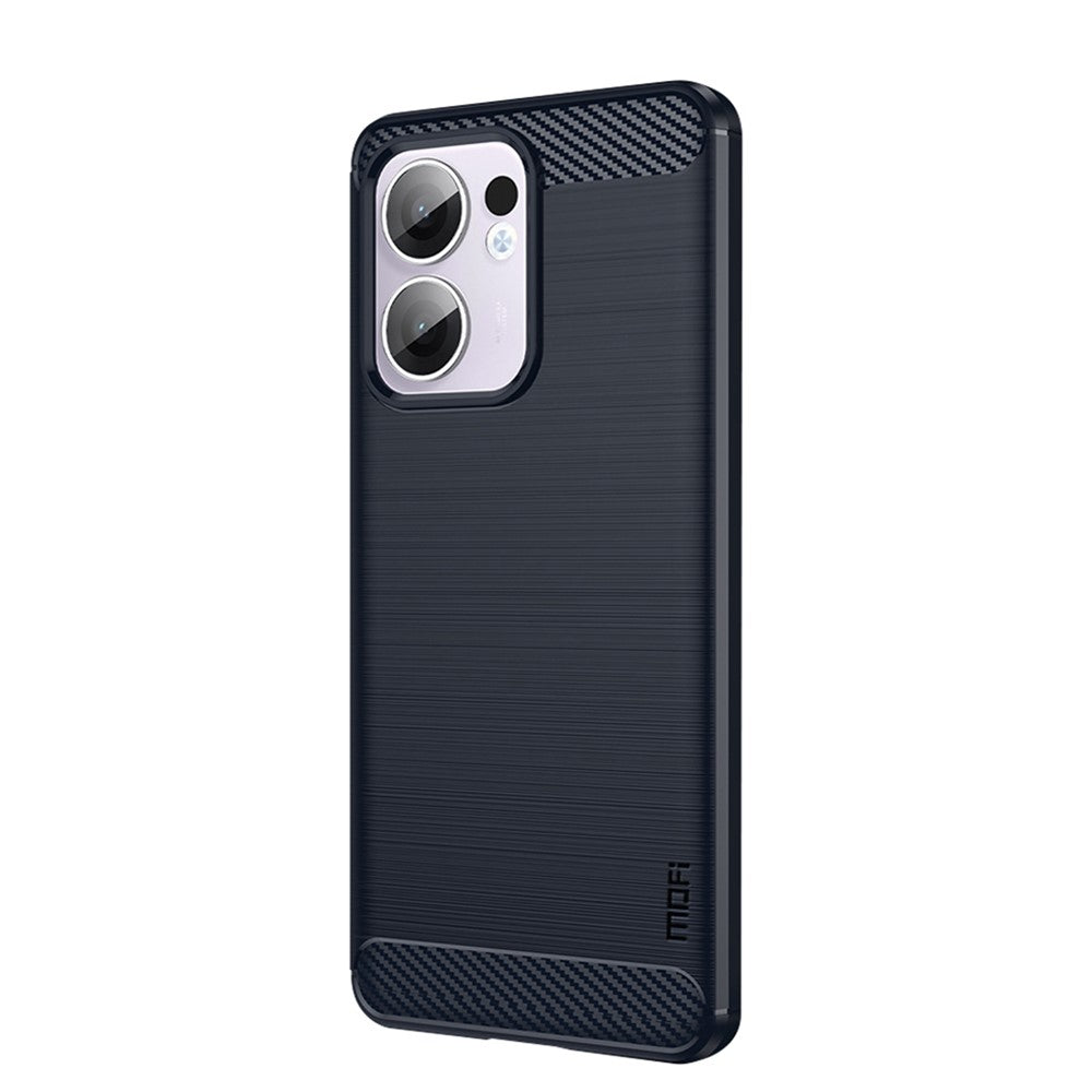 MOFI För Oppo Reno13 F 5G (Reno 13 FS 5G) / 4G Bakstycke Borstad Textur Kolfiber Mjukt TPU-skal