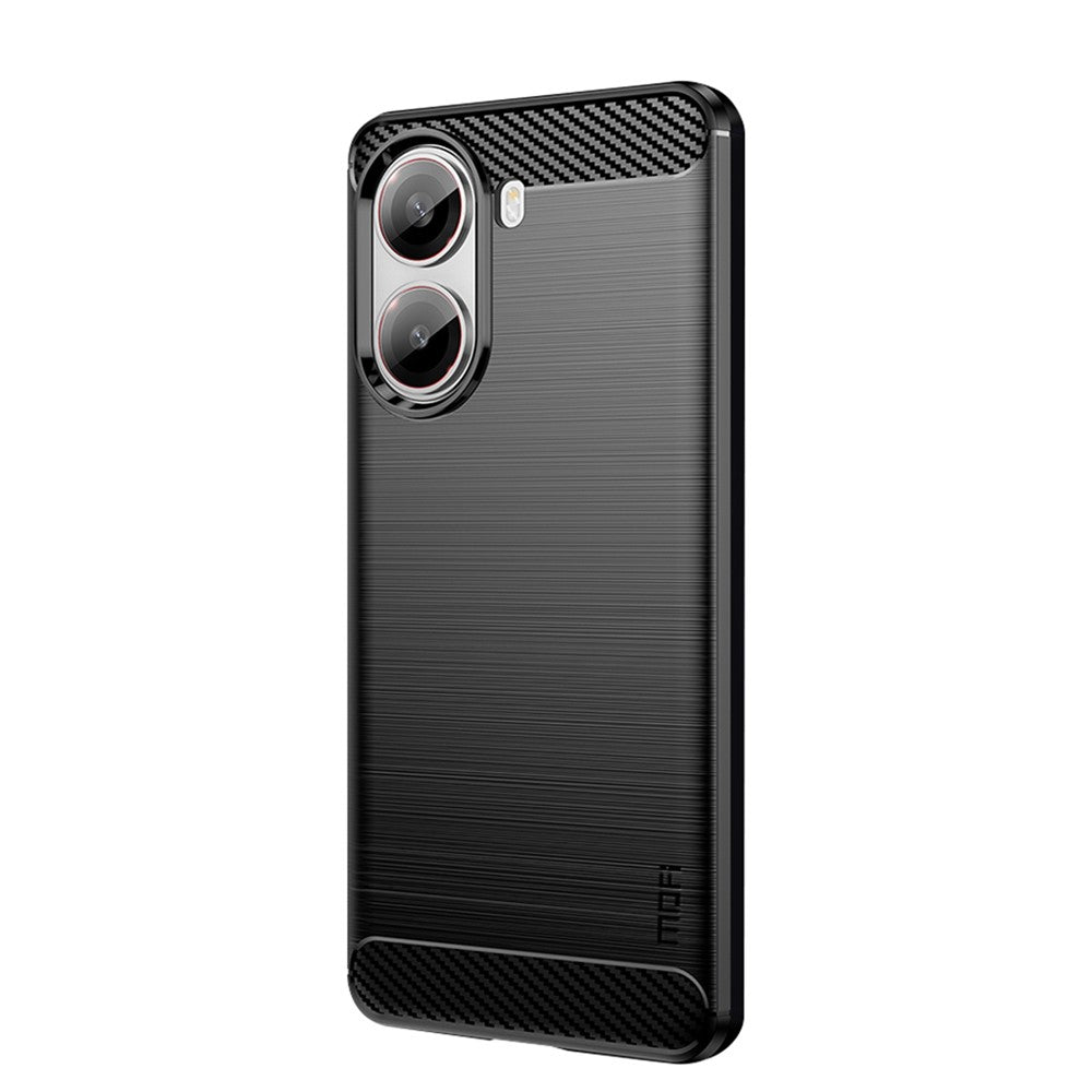 MOFI För Xiaomi Redmi Turbo 4 5G Bakstycke Borstad Textur Kolfiber Mjukt TPU-skal