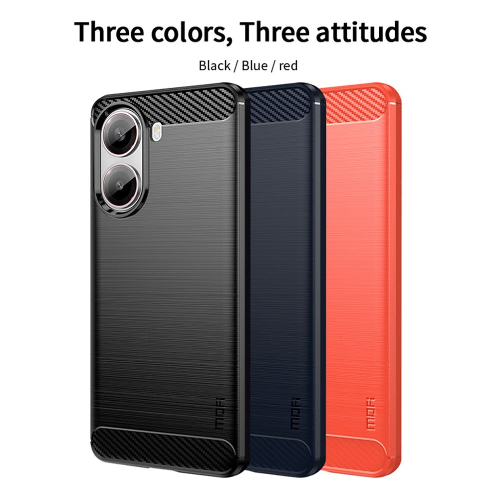MOFI För Xiaomi Redmi Turbo 4 5G Bakstycke Borstad Textur Kolfiber Mjukt TPU-skal