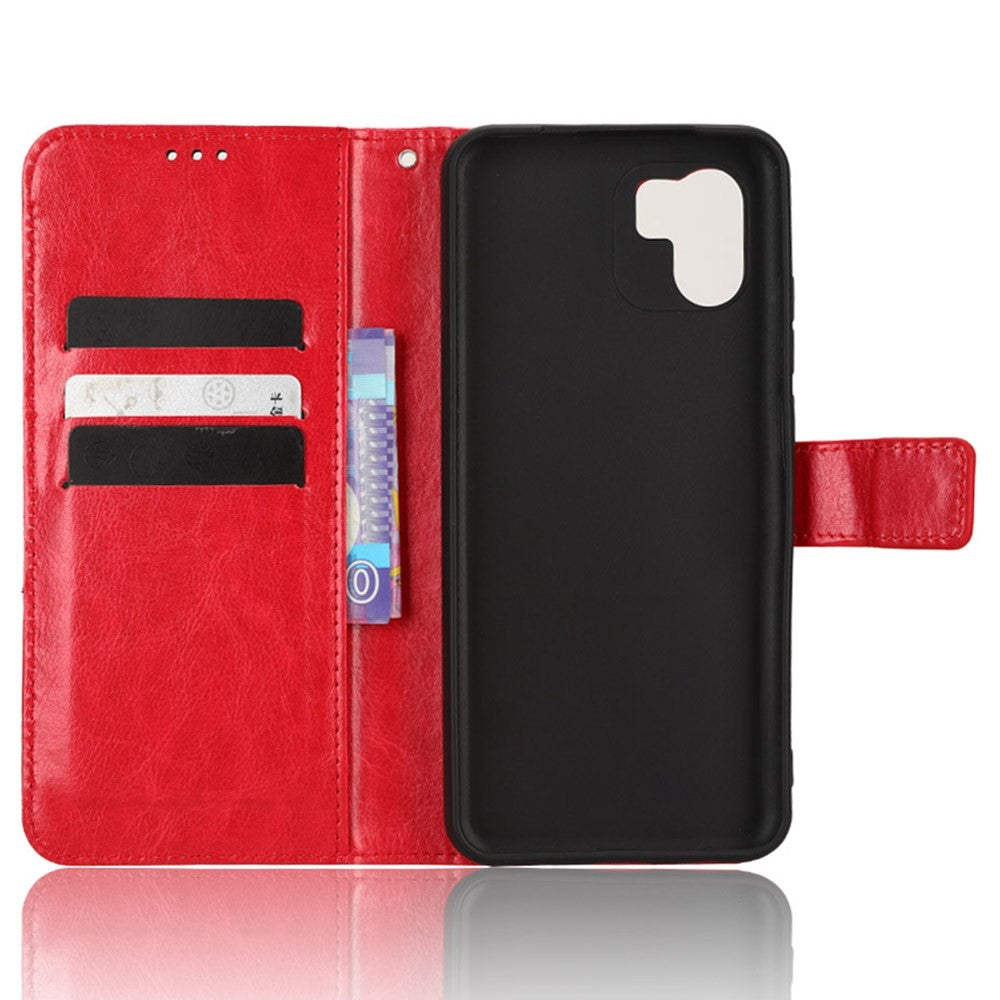 For Xiaomi Redmi A1 4G / A2 4G Anti-fall Phone Case Foldable Stand Crazy Horse Texture Magnetic Clasp PU Leather Phone Wallet Cover