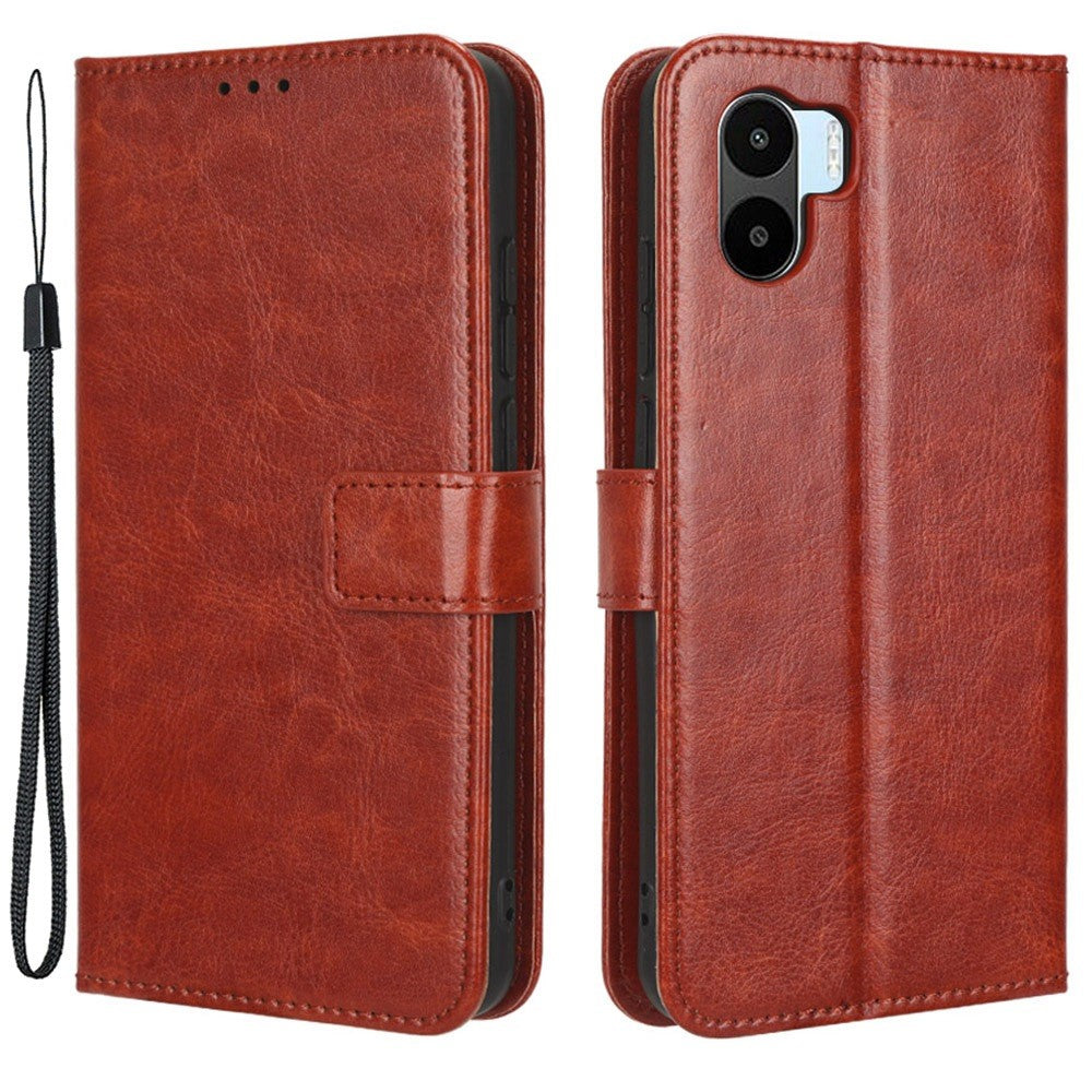 For Xiaomi Redmi A1 4G / A2 4G Anti-fall Phone Case Foldable Stand Crazy Horse Texture Magnetic Clasp PU Leather Phone Wallet Cover
