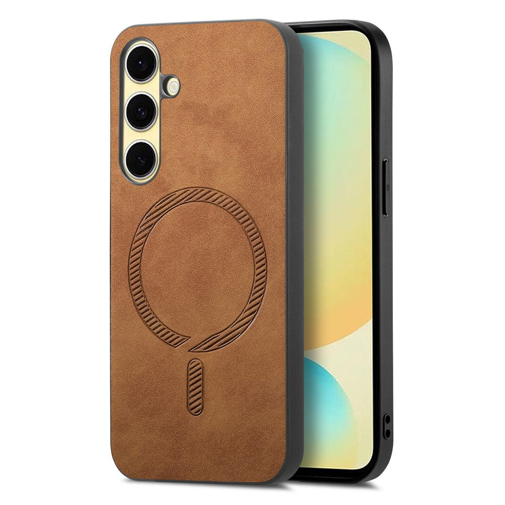 Til Samsung Galaxy A56 5G læderbagside magnetisk etui hudvenlig telefoncover