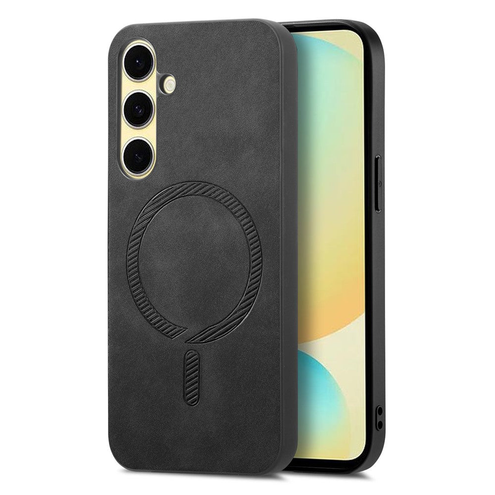Til Samsung Galaxy A56 5G læderbagside magnetisk etui hudvenlig telefoncover