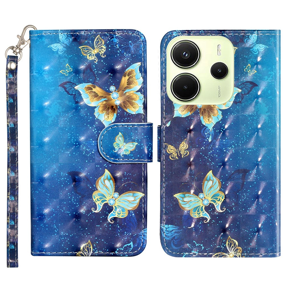 For Xiaomi Redmi Note 14 4G (163.25mm) Case 3D Pattern Printed Phone Leather Phone Cover