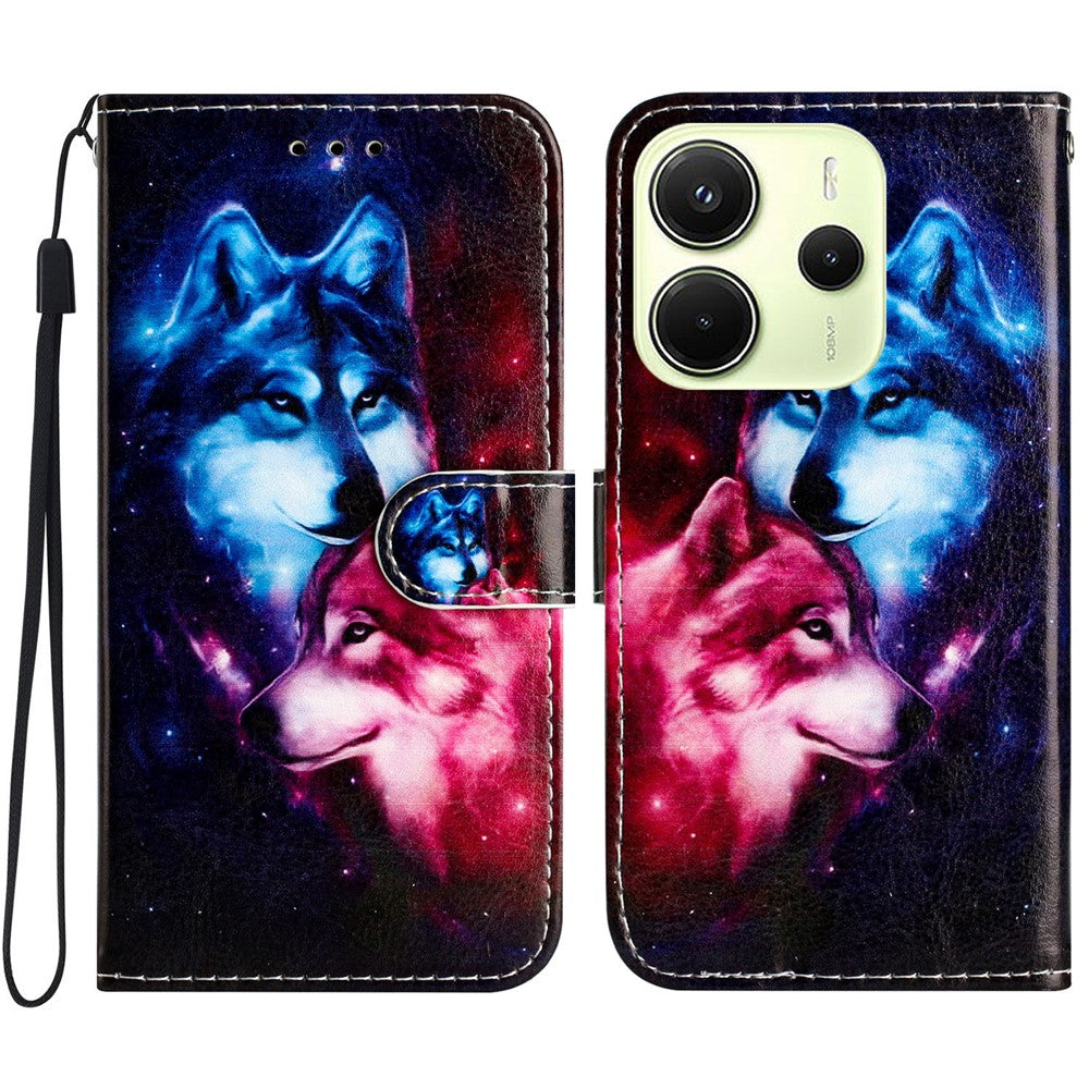 For Xiaomi Redmi Note 14 4G (163.25mm) Wallet Case Printed Pattern Design Leather Phone Cover