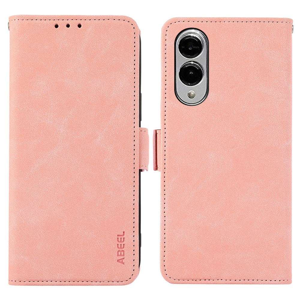ABEEL For Samsung Galaxy S25 Edge Case PU Leather Folio Stand View RFID Blocking Phone Cover