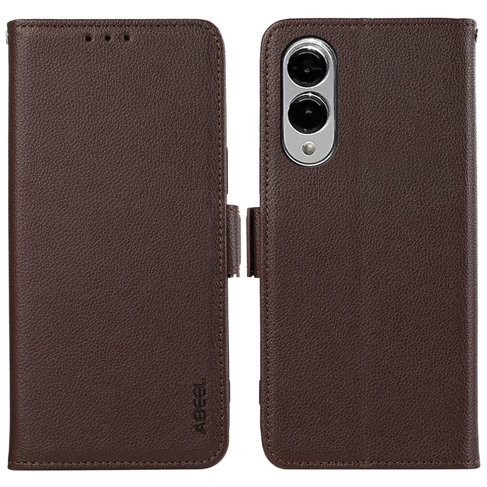 ABEEL For Samsung Galaxy S25 Edge Case Litchi Texture Leather RFID Blocking Phone Cover