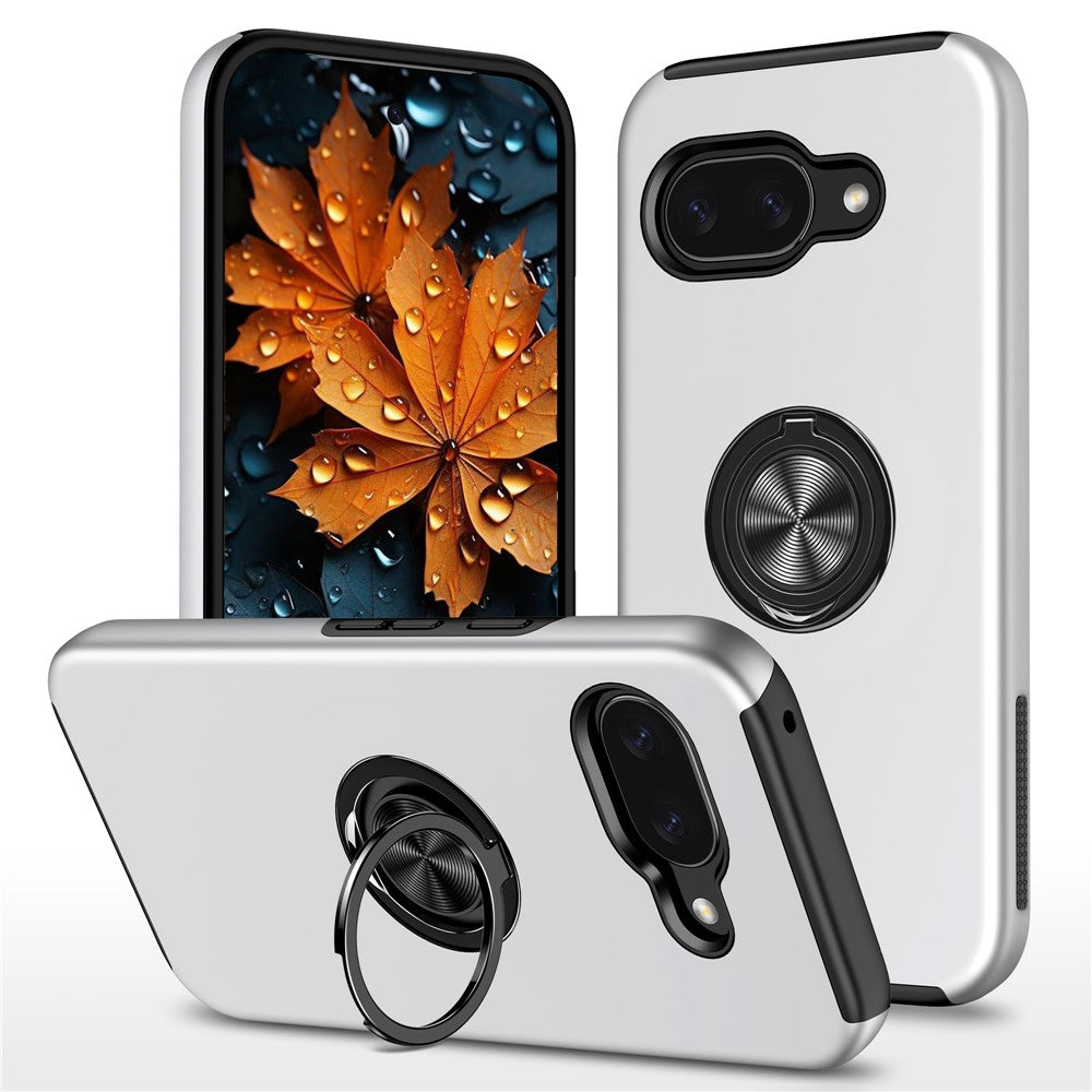 Til Google Pixel 9a Cover PC + TPU Telefoncover med drejelig ringholder