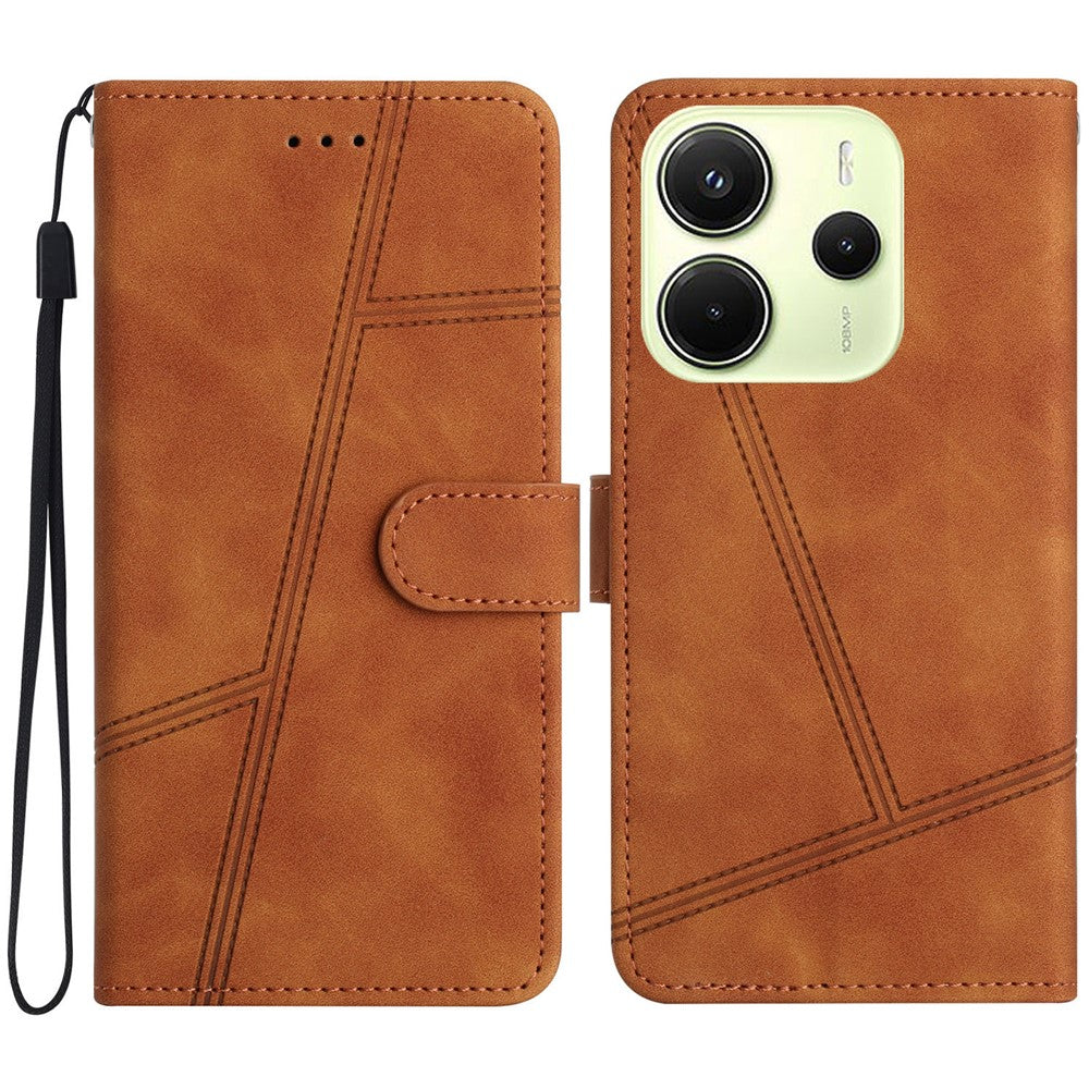 For Xiaomi Redmi Note 14 4G (163.25mm) Case Flip Leather Retro Phone Cover Lines Imprinted