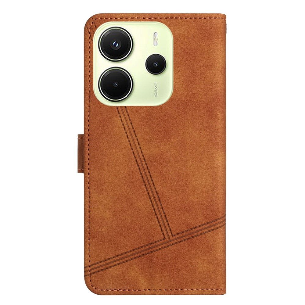 For Xiaomi Redmi Note 14 4G (163.25mm) Case Flip Leather Retro Phone Cover Lines Imprinted