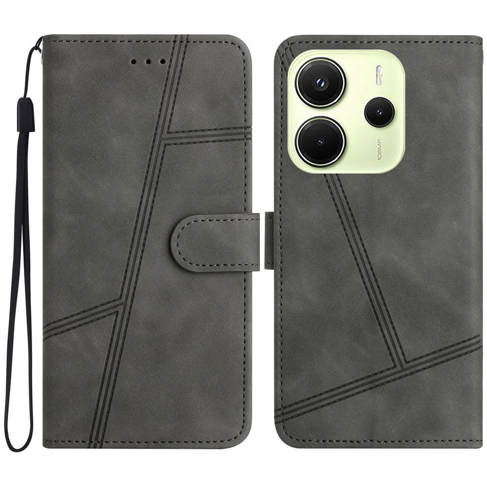 For Xiaomi Redmi Note 14 4G (163.25mm) Case Flip Leather Retro Phone Cover Lines Imprinted