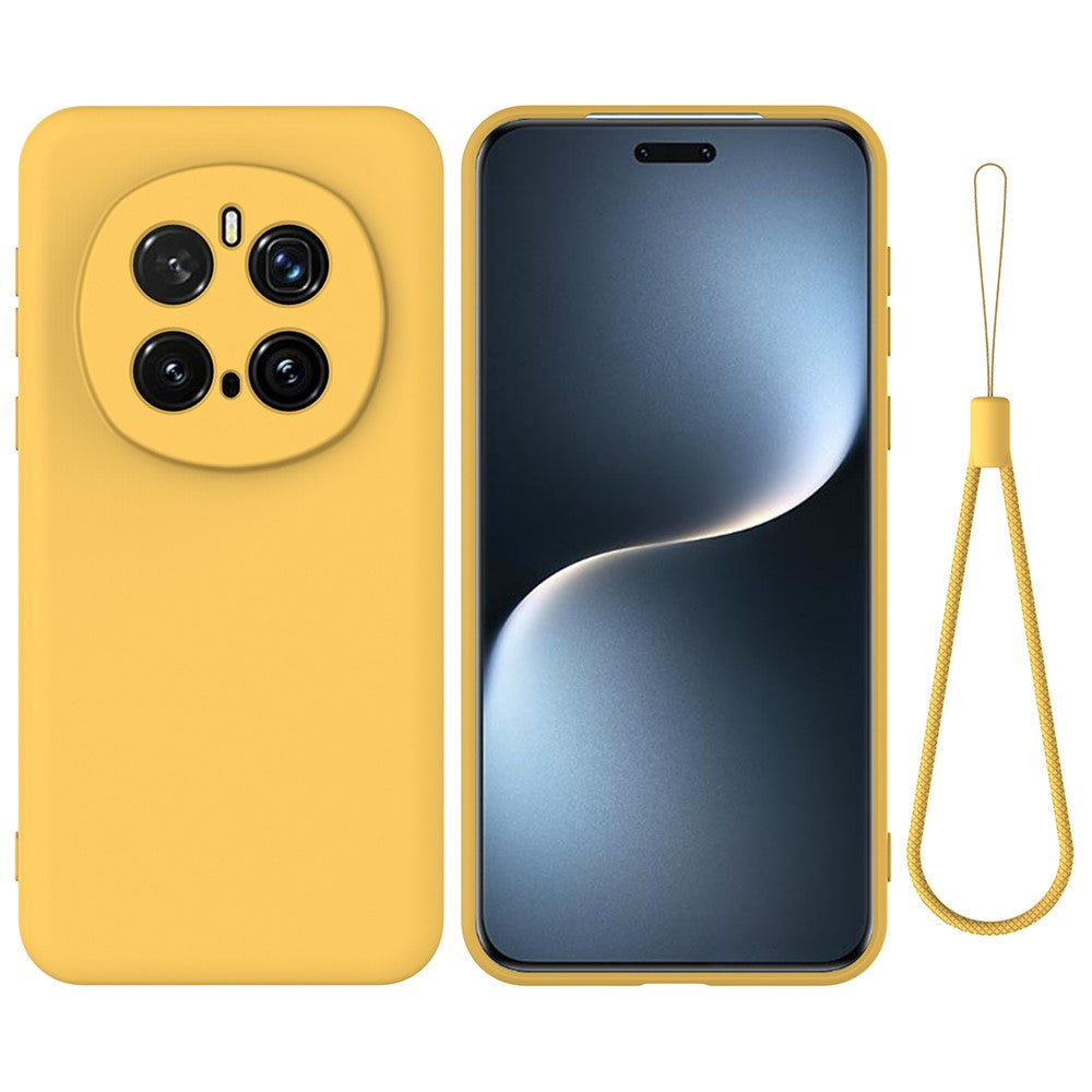 For Honor Magic7 Pro 5G Liquid Silicone Case Phone Back Cover with Hand Strap