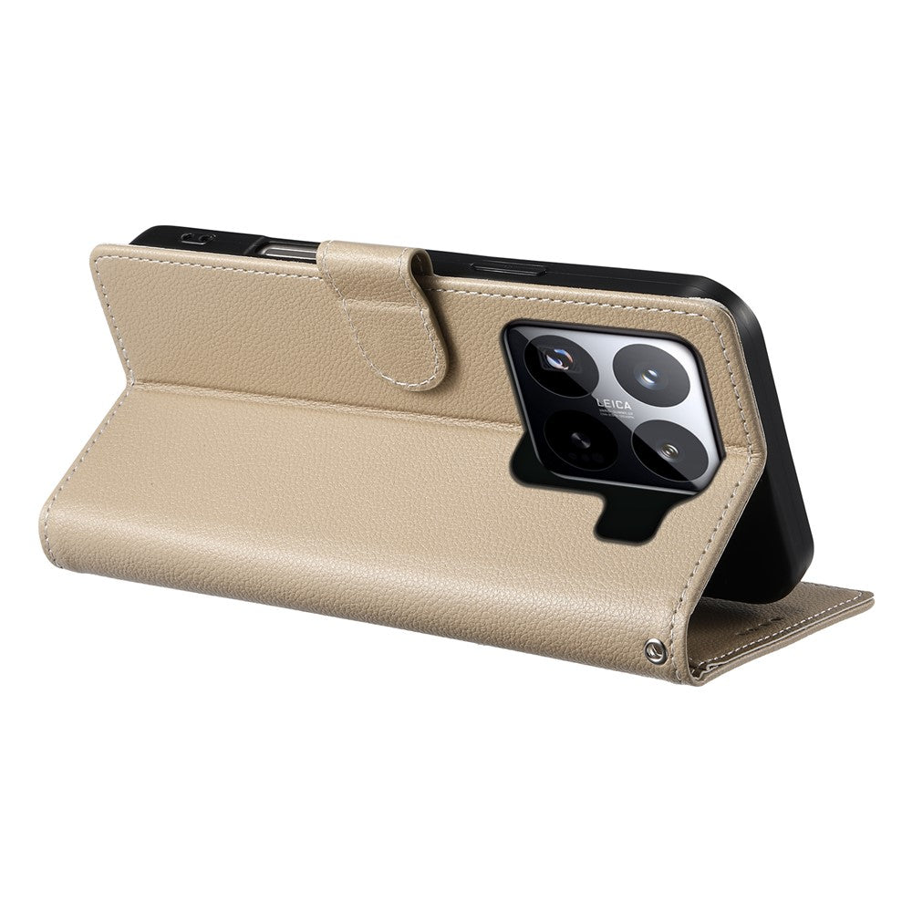 For Xiaomi 15 Pro Case Litchi Texture Leather Wallet Phone Cover Magnetic Snap