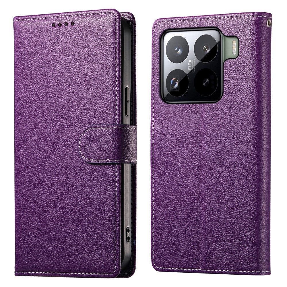 For Xiaomi 15 Pro Case Litchi Texture Leather Wallet Phone Cover Magnetic Snap