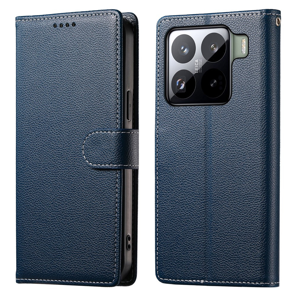 For Xiaomi 15 Pro Case Litchi Texture Leather Wallet Phone Cover Magnetic Snap