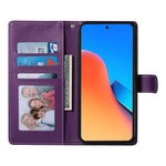DF-012 For Xiaomi Redmi Turbo 3 5G  /  Poco F6 5G Case Litchi Texture Leather Magnetic Clasp Wallet Stand Phone Cover with Wrist Strap