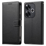 DF-012 For Xiaomi Redmi Turbo 3 5G  /  Poco F6 5G Case Litchi Texture Leather Magnetic Clasp Wallet Stand Phone Cover with Wrist Strap
