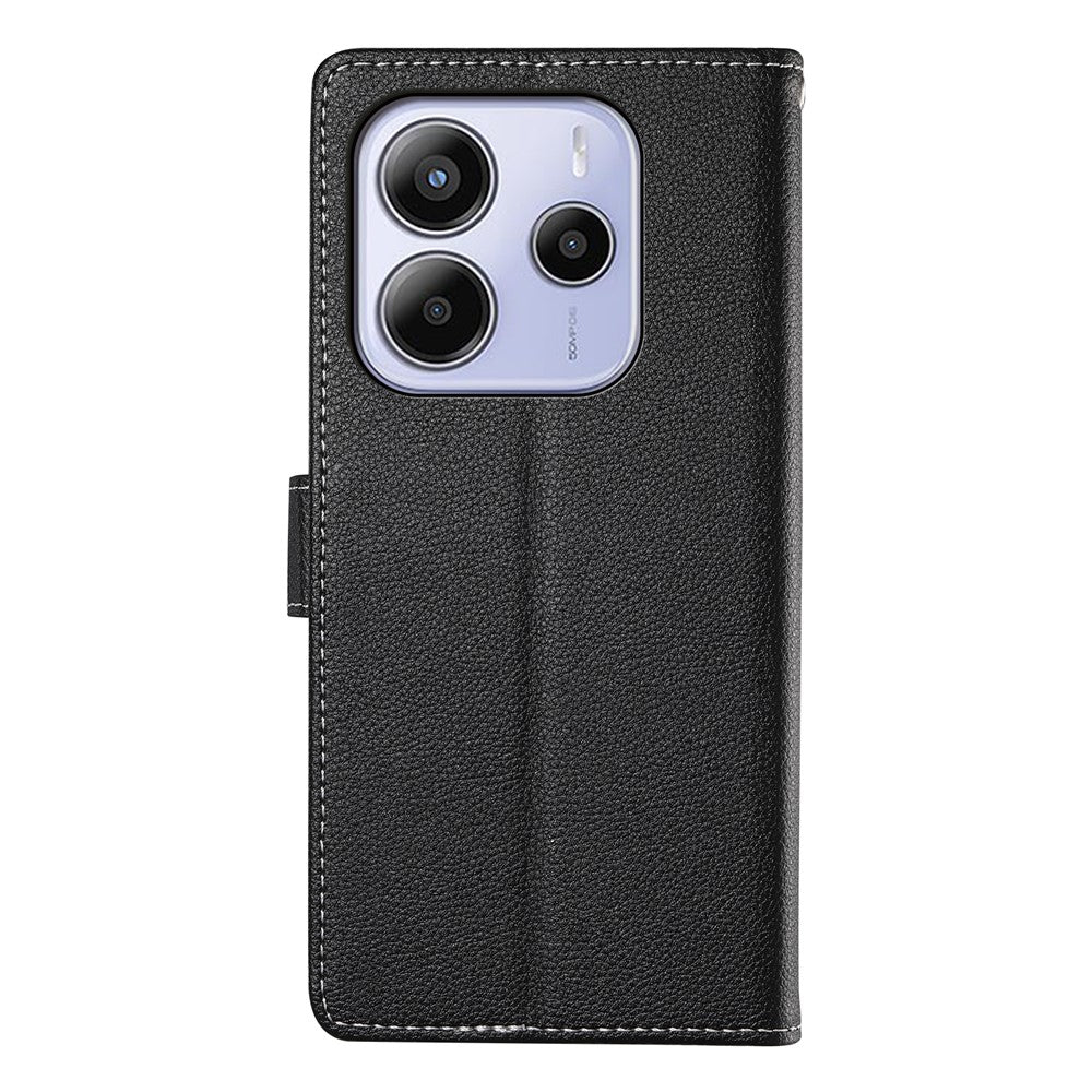 For Xiaomi Redmi Note 14 4G (163.25mm) Stand Case Litchi Texture Leather Wallet Phone Cover Magnetic Snap