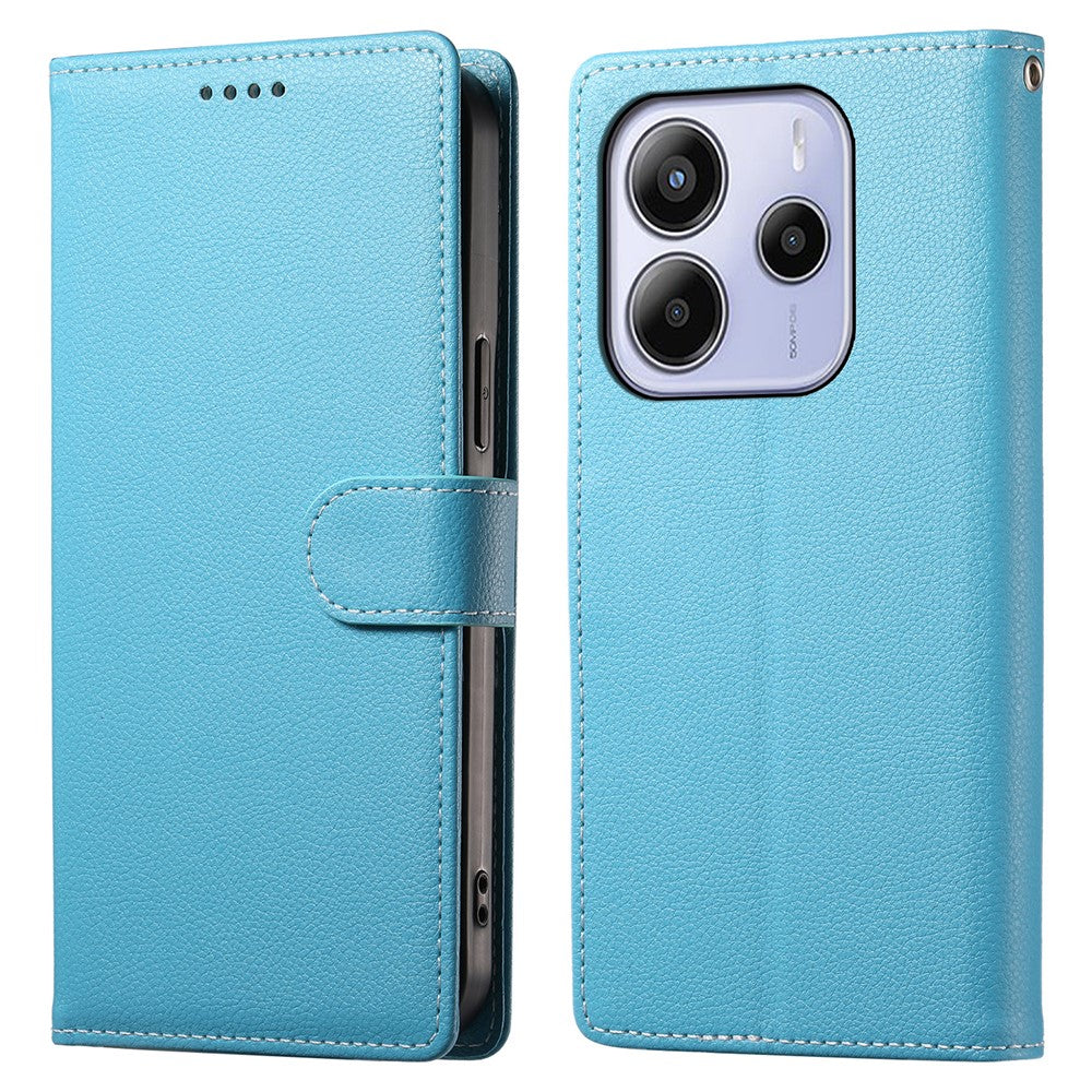 For Xiaomi Redmi Note 14 4G (163.25mm) Stand Case Litchi Texture Leather Wallet Phone Cover Magnetic Snap