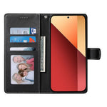 DF-012 For Xiaomi Redmi Note 13 Pro 4G Case Litchi Texture Leather Magnetic Clasp Wallet Stand Phone Cover with Wrist Strap