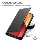 DF-012 For Xiaomi Redmi Note 13 Pro 4G Case Litchi Texture Leather Magnetic Clasp Wallet Stand Phone Cover with Wrist Strap