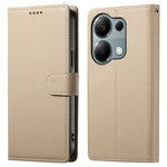 DF-012 For Xiaomi Redmi Note 13 Pro 4G Case Litchi Texture Leather Magnetic Clasp Wallet Stand Phone Cover with Wrist Strap