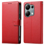 DF-012 For Xiaomi Redmi Note 13 Pro 4G Case Litchi Texture Leather Magnetic Clasp Wallet Stand Phone Cover with Wrist Strap