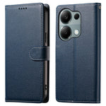 DF-012 For Xiaomi Redmi Note 13 Pro 4G Case Litchi Texture Leather Magnetic Clasp Wallet Stand Phone Cover with Wrist Strap