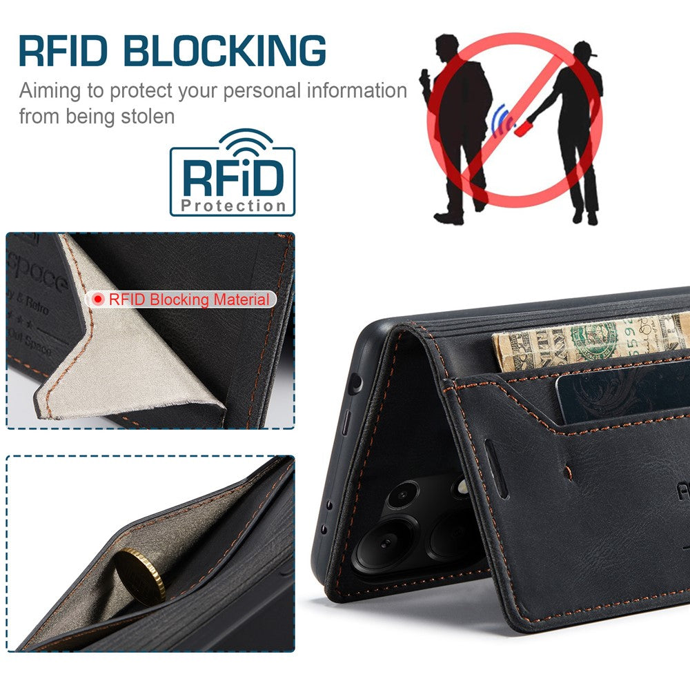 AUTSPACE For Xiaomi Redmi Note 13 Pro 4G Wallet Case  A01 Leather Stand Cover with RFID Blocking Card Holder