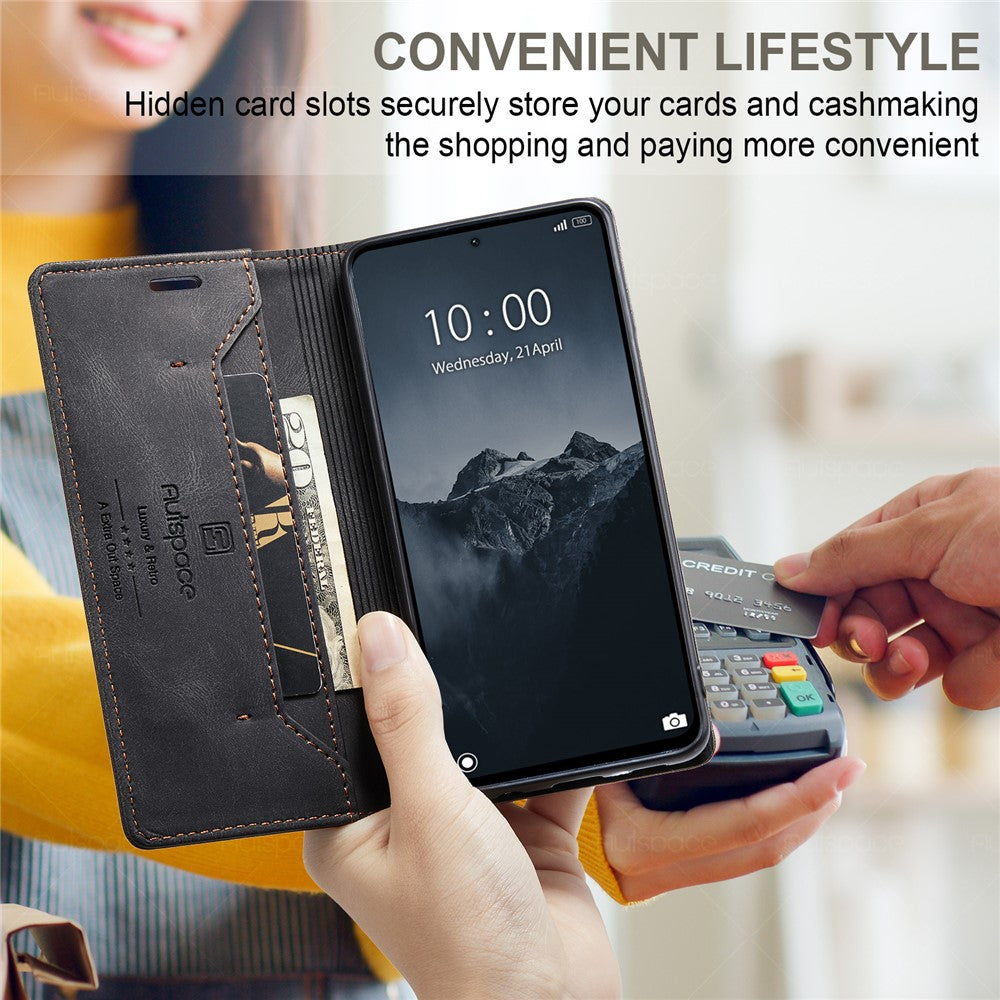 AUTSPACE For Xiaomi Redmi Note 13 Pro 4G Wallet Case  A01 Leather Stand Cover with RFID Blocking Card Holder