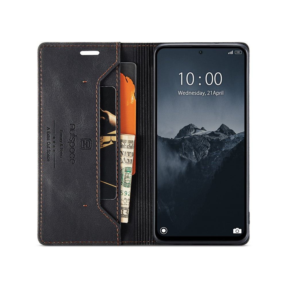 AUTSPACE For Xiaomi Redmi Note 13 Pro 4G Wallet Case  A01 Leather Stand Cover with RFID Blocking Card Holder
