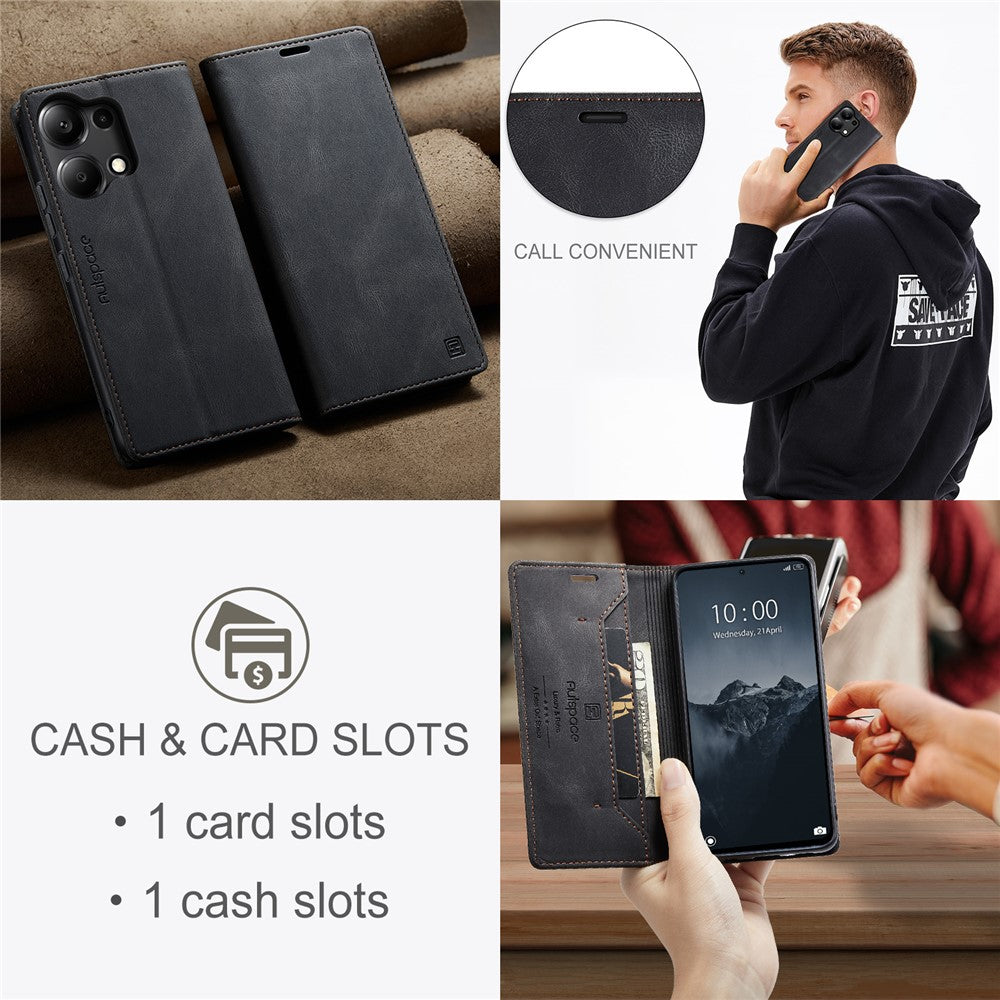 AUTSPACE For Xiaomi Redmi Note 13 Pro 4G Wallet Case  A01 Leather Stand Cover with RFID Blocking Card Holder