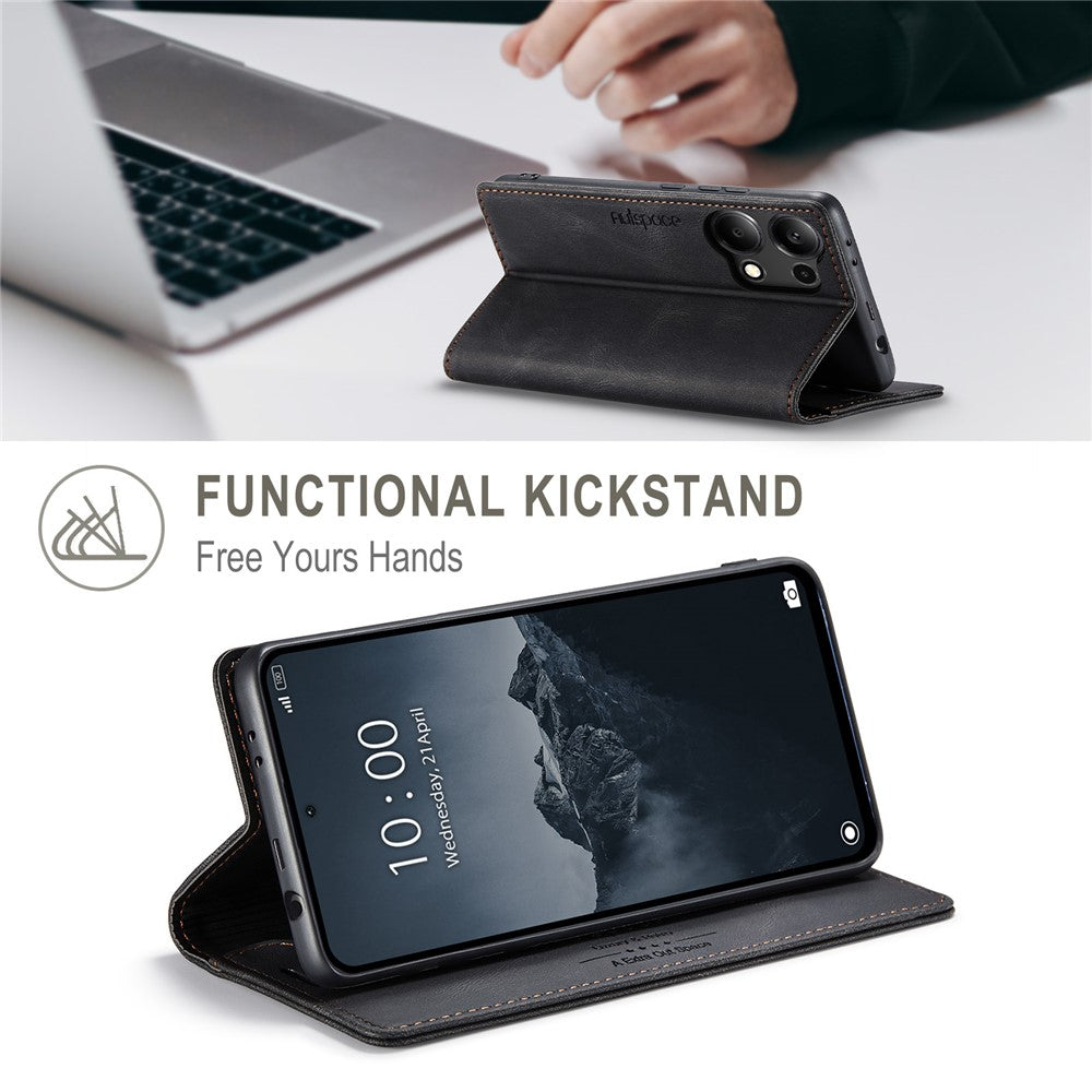 AUTSPACE For Xiaomi Redmi Note 13 Pro 4G Wallet Case  A01 Leather Stand Cover with RFID Blocking Card Holder