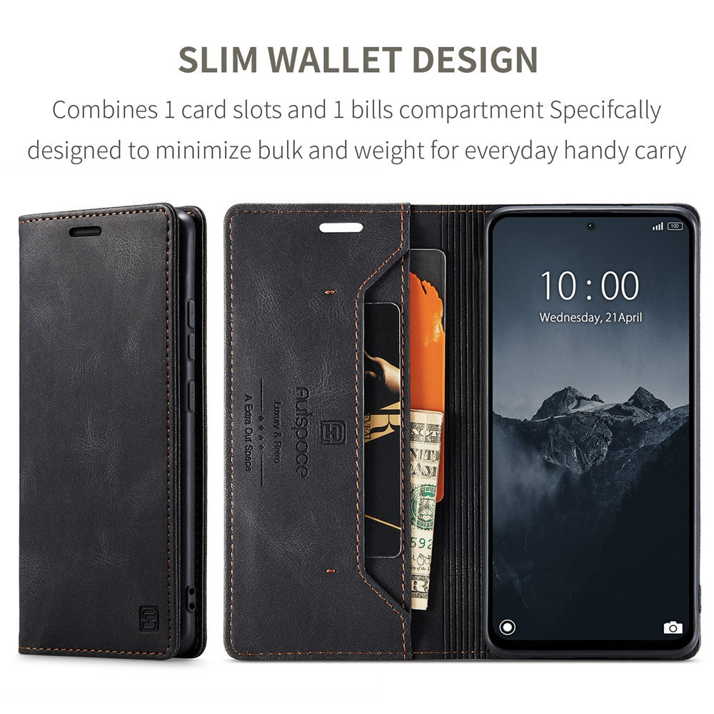 AUTSPACE For Xiaomi Redmi Note 13 Pro 4G Wallet Case  A01 Leather Stand Cover with RFID Blocking Card Holder