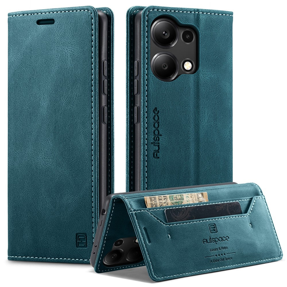 AUTSPACE For Xiaomi Redmi Note 13 Pro 4G Wallet Case  A01 Leather Stand Cover with RFID Blocking Card Holder