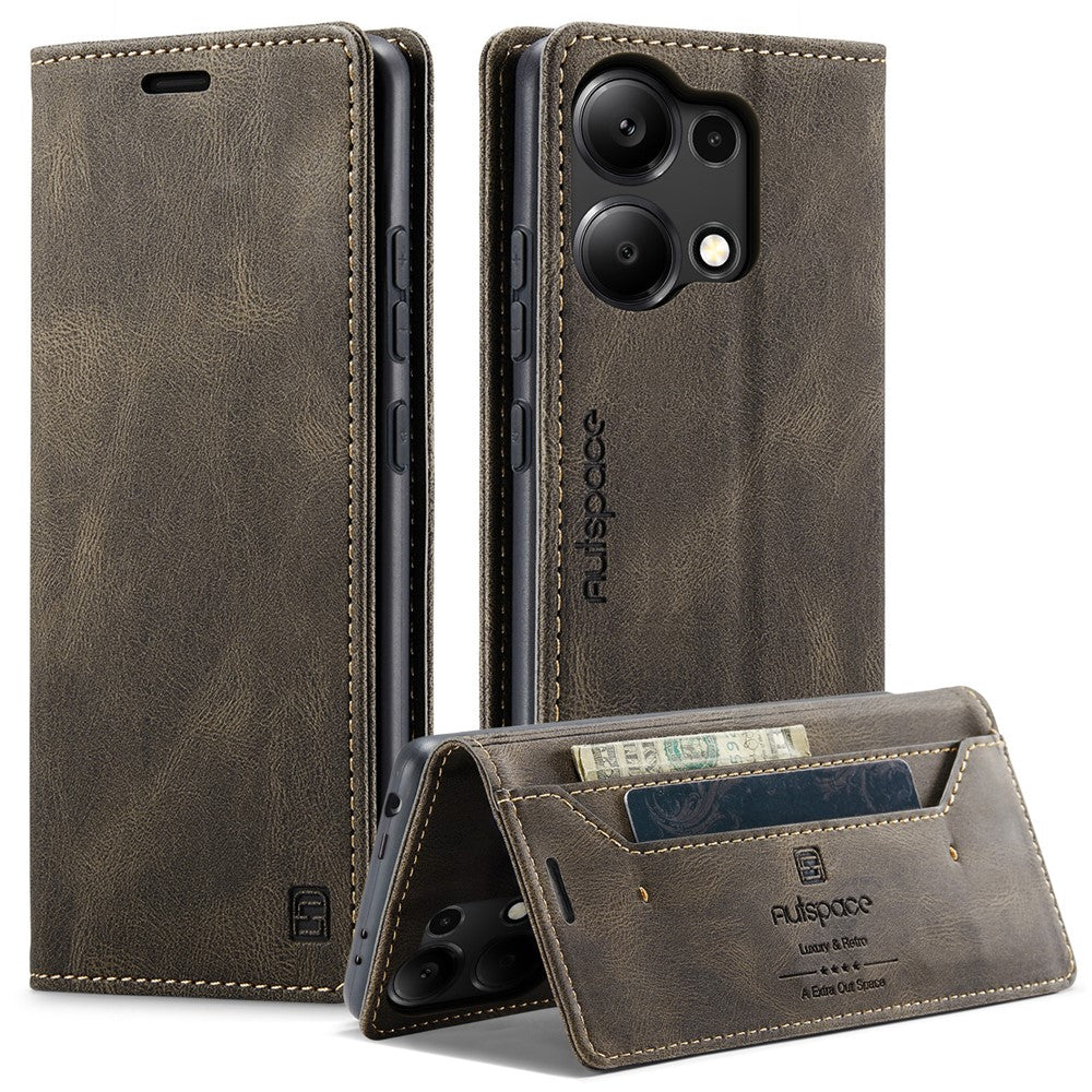 AUTSPACE For Xiaomi Redmi Note 13 Pro 4G Wallet Case  A01 Leather Stand Cover with RFID Blocking Card Holder