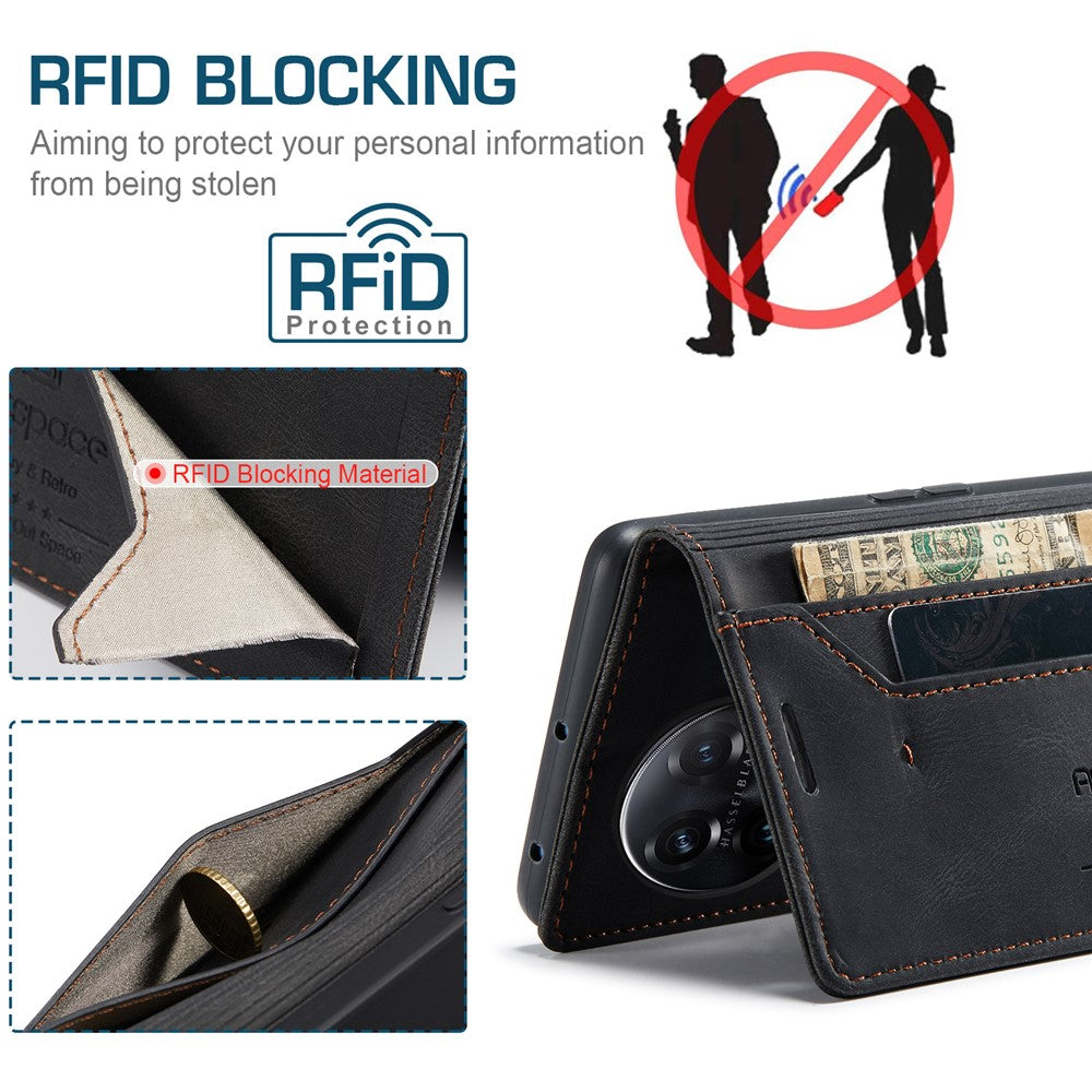 AUTSPACE För OnePlus 11 5G Plånboksfodral A01 Läderfodral med RFID-blockerande korthållare
