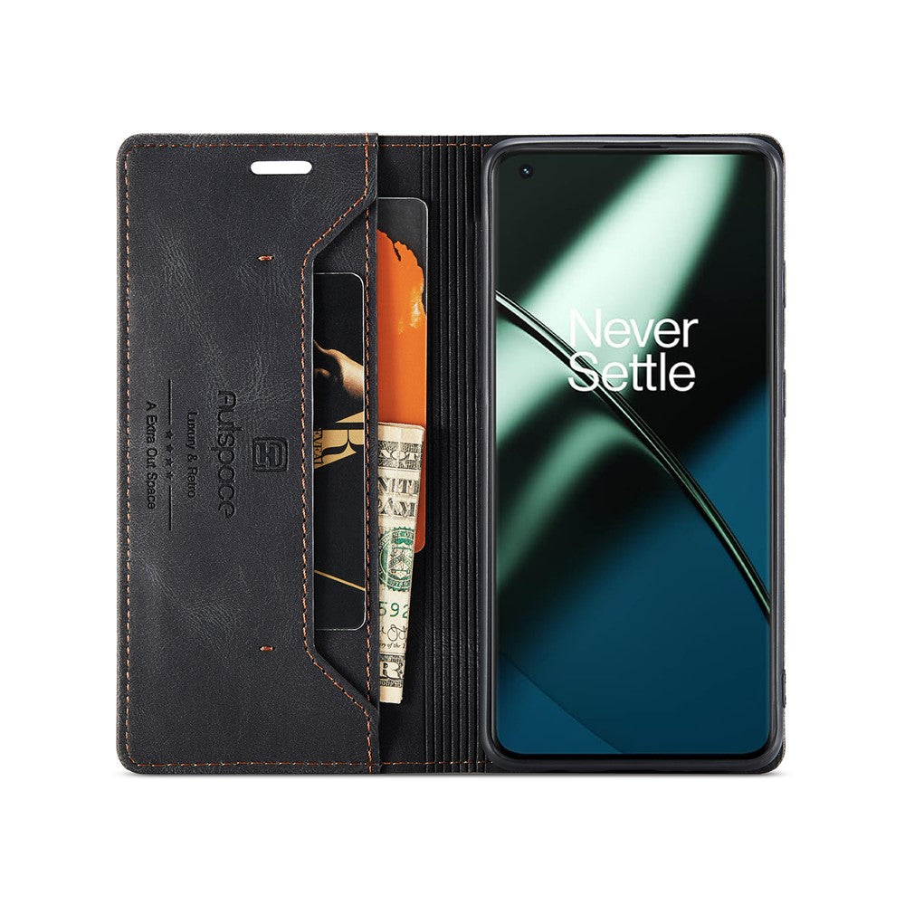 AUTSPACE För OnePlus 11 5G Plånboksfodral A01 Läderfodral med RFID-blockerande korthållare