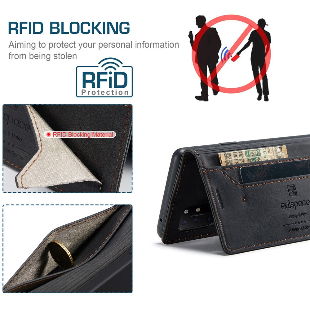 AUTSPACE För OnePlus 8T Plånboksfodral A01 Läderfodral med RFID-blockerande korthållare