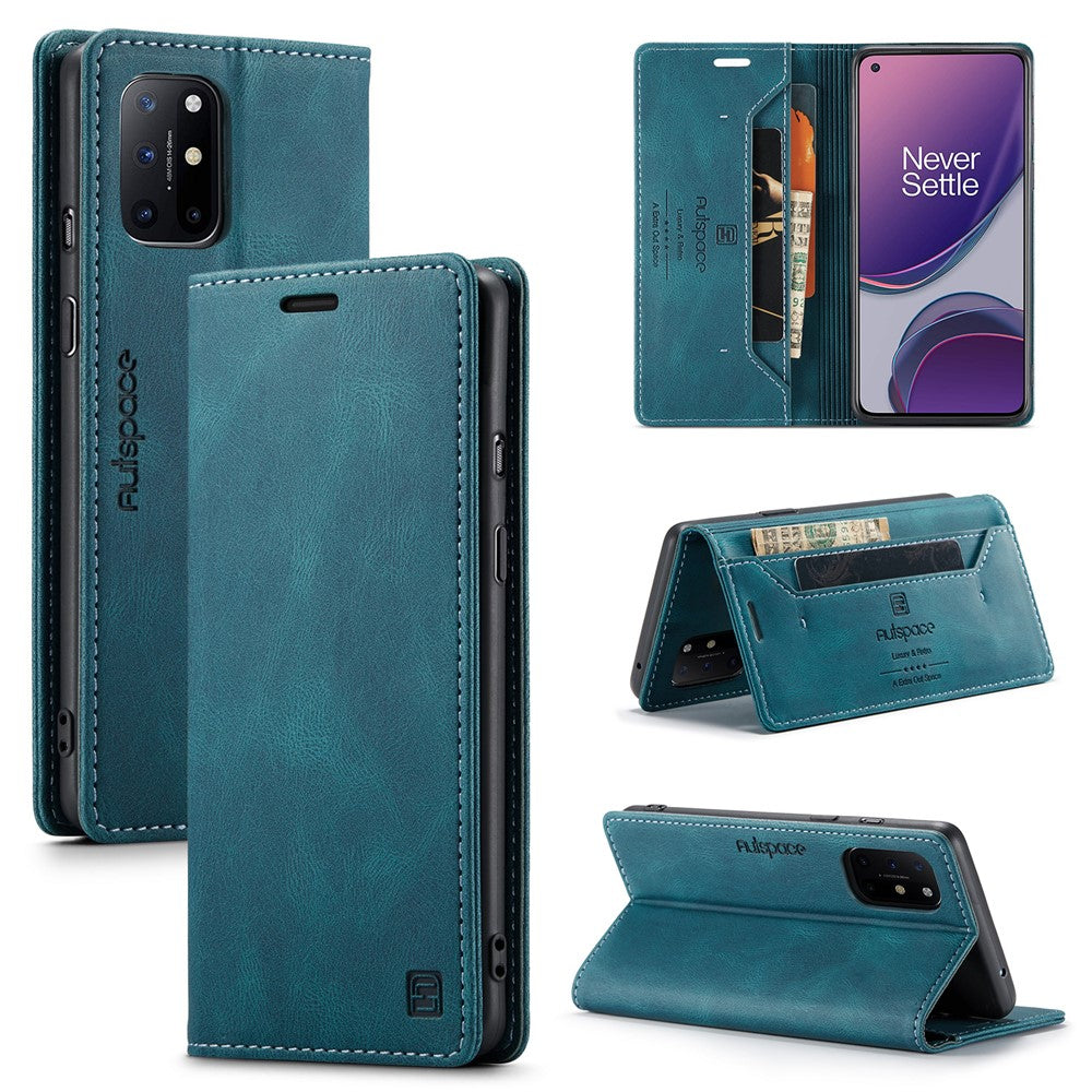 AUTSPACE För OnePlus 8T Plånboksfodral A01 Läderfodral med RFID-blockerande korthållare
