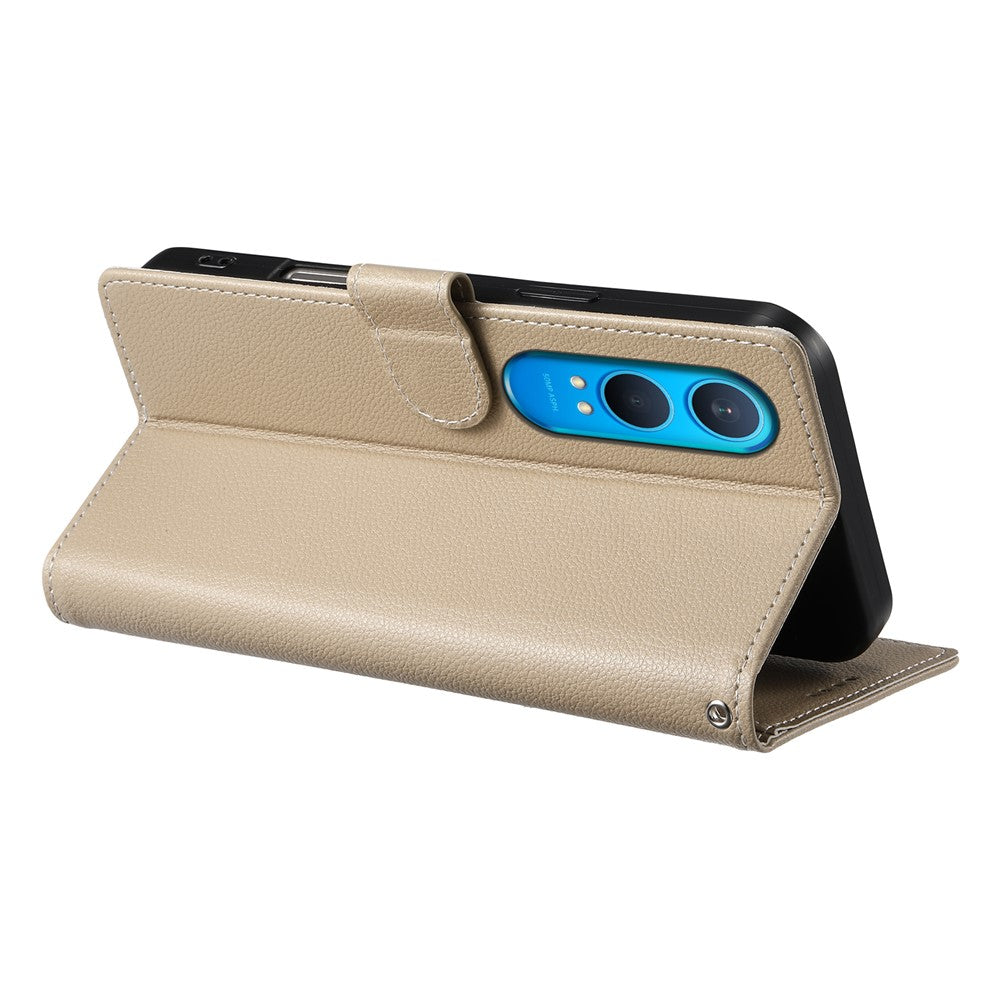 DF-012 til OnePlus Nord CE4 Lite 5G, lædercover med litchitekstur, magnetisk lukning og pung