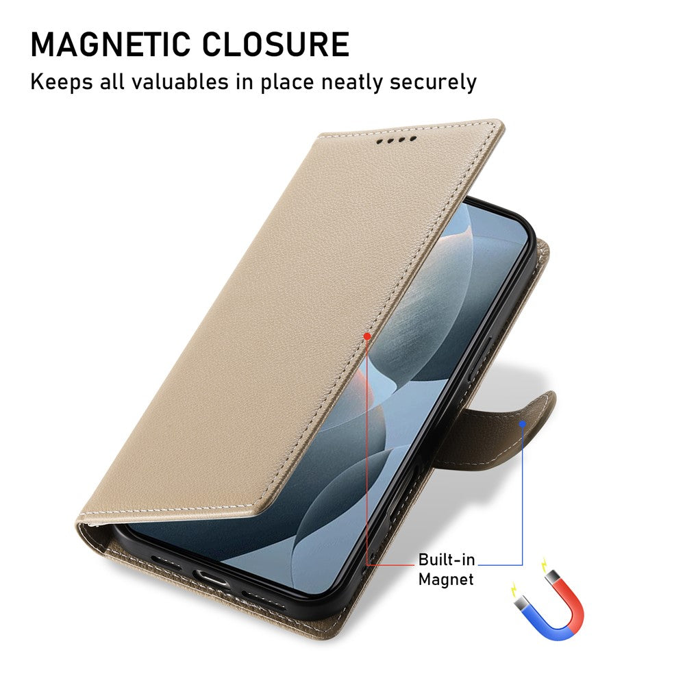DF-012 til OnePlus Nord CE4 Lite 5G, lædercover med litchitekstur, magnetisk lukning og pung