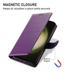 DF-012 For Samsung Galaxy S23 FE Case Litchi Texture Leather Wallet Stand Phone Cover