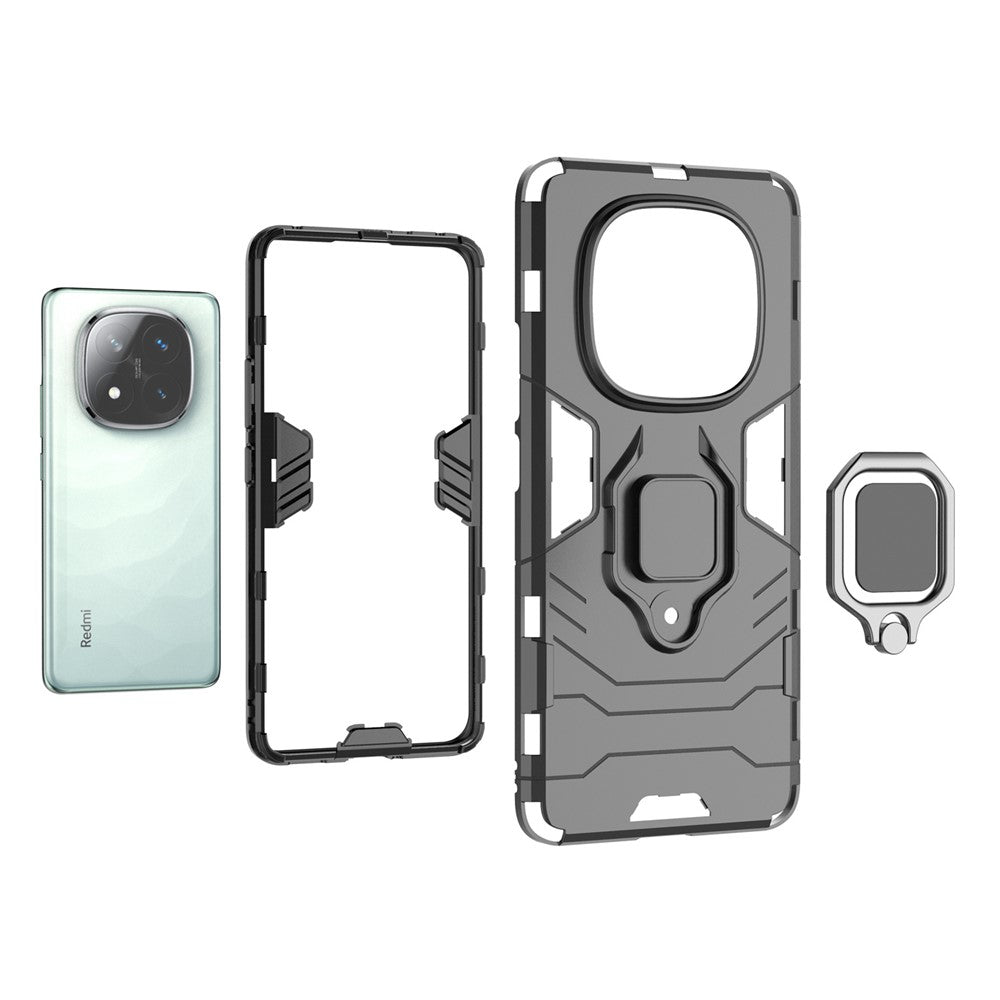 For Xiaomi Redmi Note 14 Pro+ 5G Case PC + TPU Protective Phone Cover with Ring Kickstand