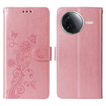 Cover til Xiaomi Poco F7 Pro 5G / Redmi K80 5G med sommerfugleblomstermotiv, pungfunktion, stativ og læder