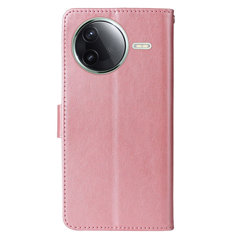 Cover til Xiaomi Poco F7 Pro 5G / Redmi K80 5G med sommerfugleblomstermotiv, pungfunktion, stativ og læder